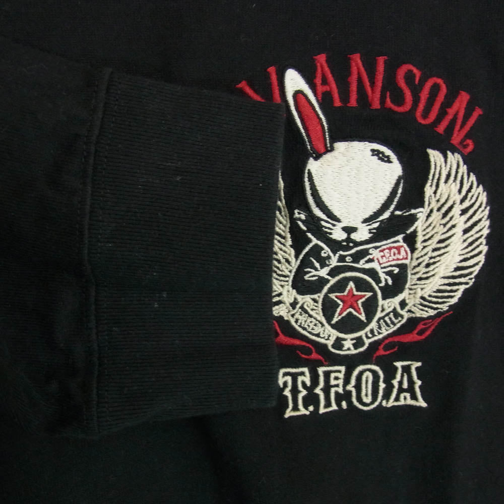 VANSON バンソン バック刺繍 サイドロゴプリント 長袖カットソー ブラック系 XXL【中古】