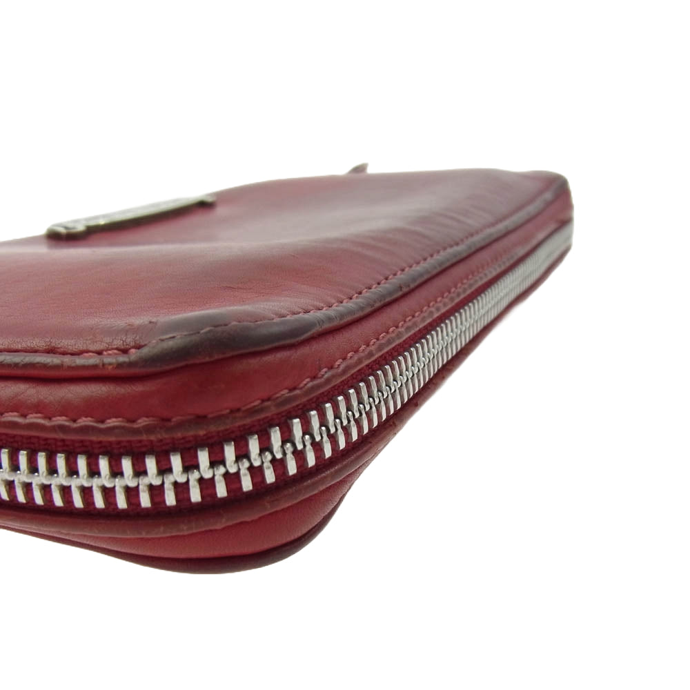 CHROME HEARTS クロムハーツ(原本無) REC F ZIP PLANE ダガージップ レザー ラウンドジップ ウォレット 長財布 レッド系【中古】