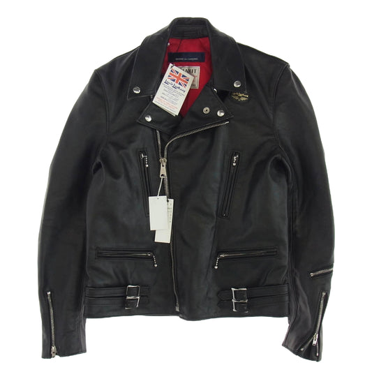 COMME des GARCONS コムデギャルソン 24AW KZ-J017-051-2-5 Lewis Leathers ルイスレザーズ 青山店限定 WEAR YOUR FREEDOM ペイント&スレ加工 ダブルライダース レザー ジャケット ブラック系 40【極上美品】【中古】