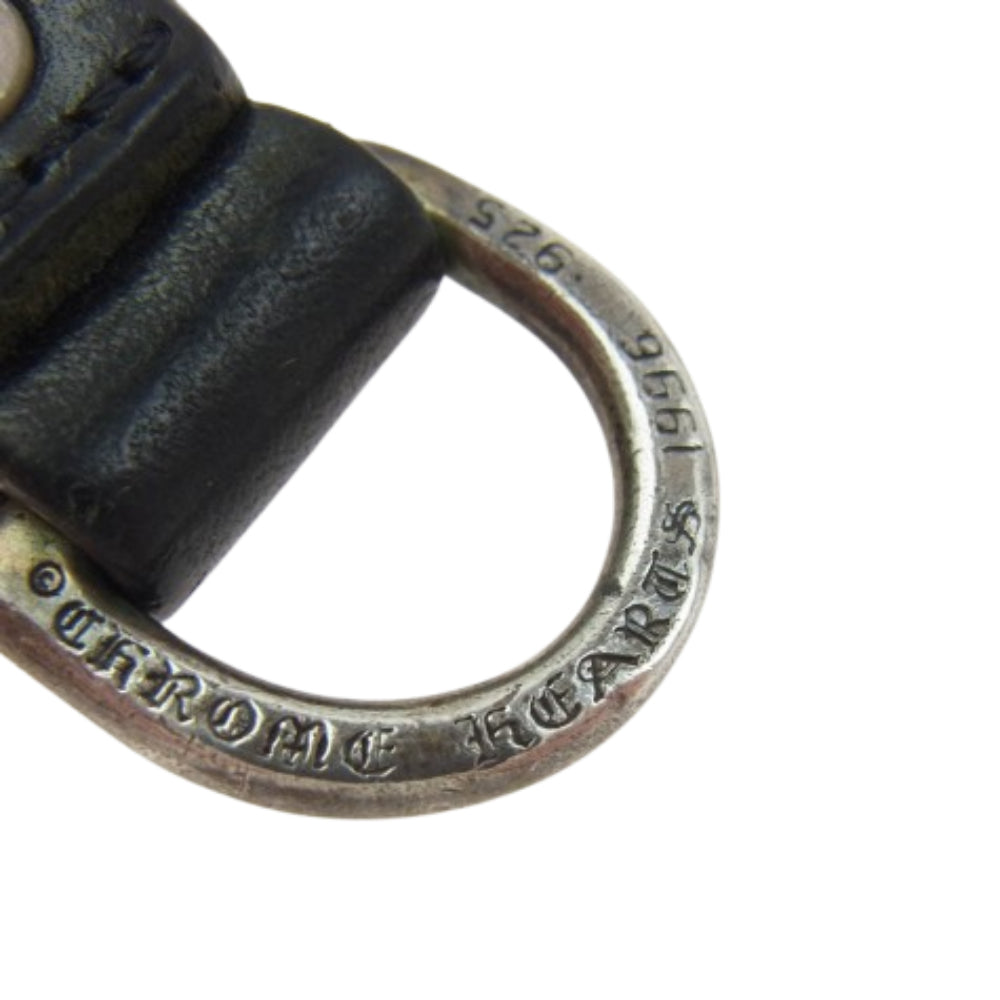 CHROME HEARTS クロムハーツ(原本無) BELT LOOP D RING Dカン クロスボール ボタン レザー ベルト ループ ブラック系 シルバー系【中古】