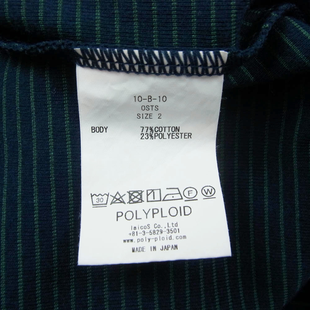 ポリプロイド 23SS 10-B-10 T SHIRT B オーバーサイズ ボーダー Tシャツ 半袖 ネイビー系 M【中古】
