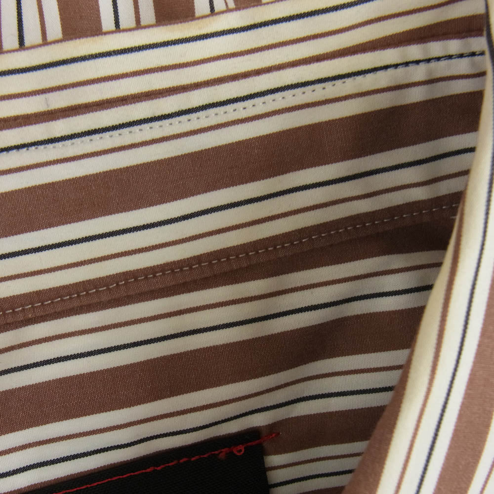 syu homme femm Door Long sleeve shirts type Busine ストライプ 長袖 シャツ ブラウン系 2【中古】