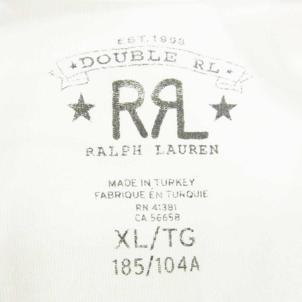 RRL ダブルアールエル 裾 刺繍 半袖 ヘビーウェイト クルーネック 丸首 Tシャツ ホワイト系 XL【中古】