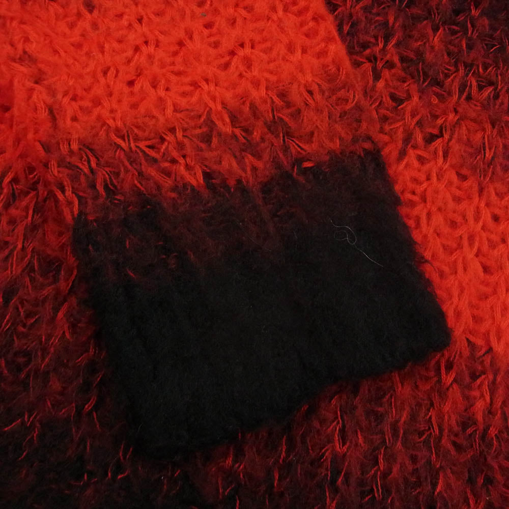 ノーアイディー 845010-215K モヘアタッチ アクリル ボーダー ニット ブラック系 レッド系 OS【中古】