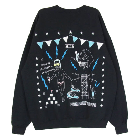 WACKO MARIA ワコマリア 世界平和プロジェクト CREW NECK SWEAT SHIRT ロゴ刺繍 クルーネック スウェット シャツ ブラック系 XL【中古】