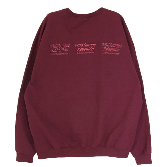 WACKO MARIA ワコマリア 21SS CHARGER RECORDS チャージャーレコード CREW NECK SWEAT SHIRT TYPE 3 クルーネック トレーナー スウェット シャツ エンジ系 XL【中古】