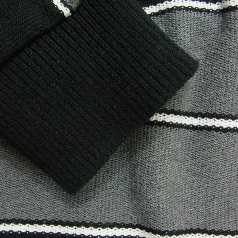 WACKO MARIA ワコマリア 23SS STRIPED KNIT JACQUARD CARDIGAN ストライプ ニット ジャガード カーディガン ブラック系 L【中古】