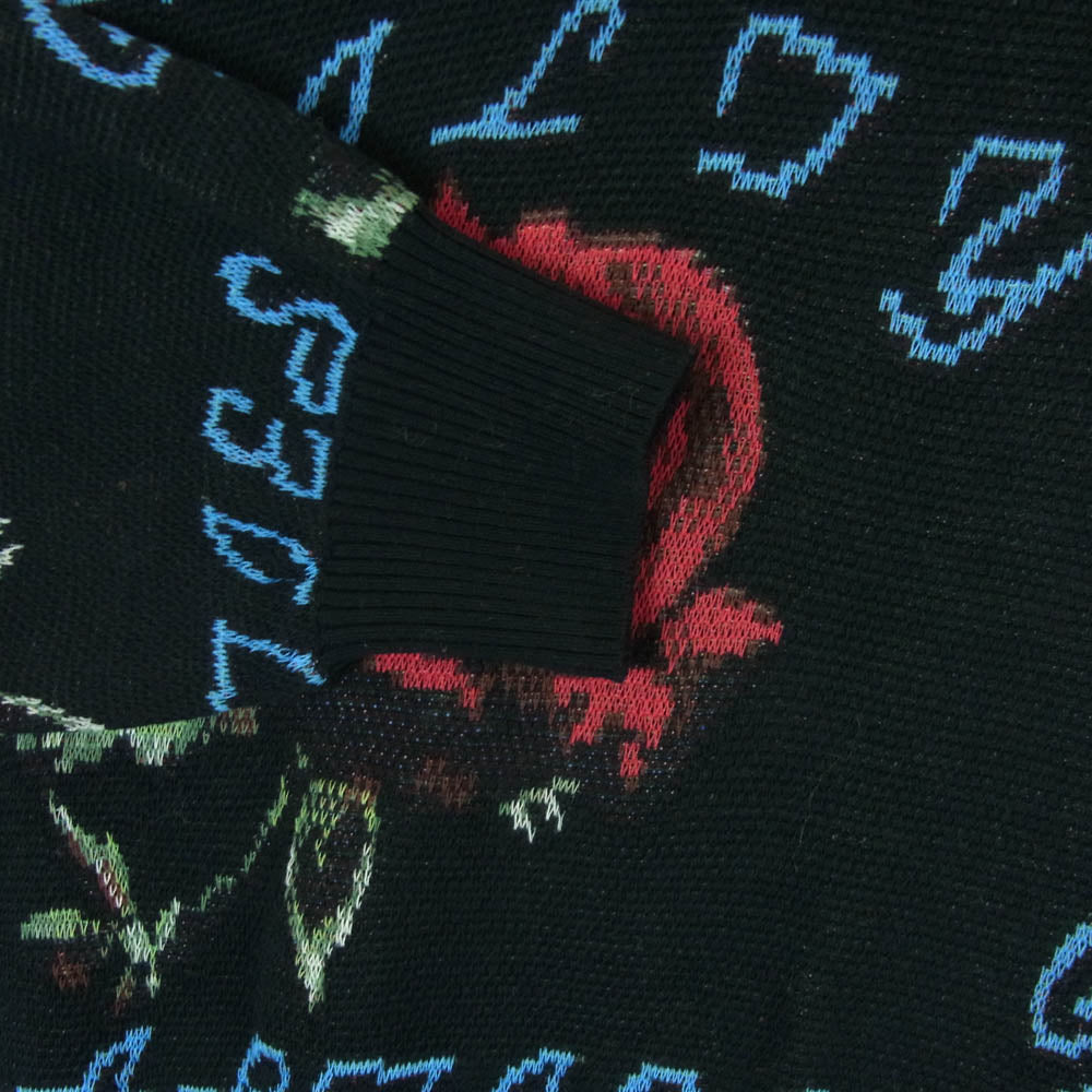 WACKO MARIA ワコマリア 22AW ROSE JACQUARD SWEATER ローズ ジャガード ニット セーター ブラック系 レッド系 ブルー系 L【中古】