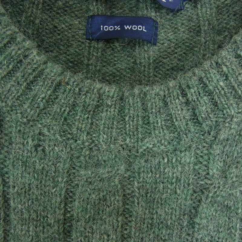 ☆希少☆ポロバイラルフ 刺繍ポニー ウール ケーブルニット L グリーン 緑 POLO RALPH LAUREN ポロ・ラルフローレン ポニー 刺繍 クルーネック