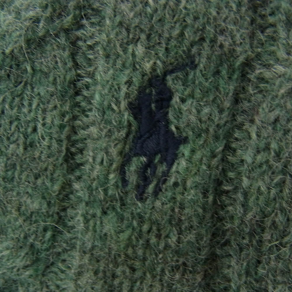 POLO RALPH LAUREN ポロ・ラルフローレン ポニー 刺繍 クルーネック ケーブル ウール ニット グリーン系 L【中古】