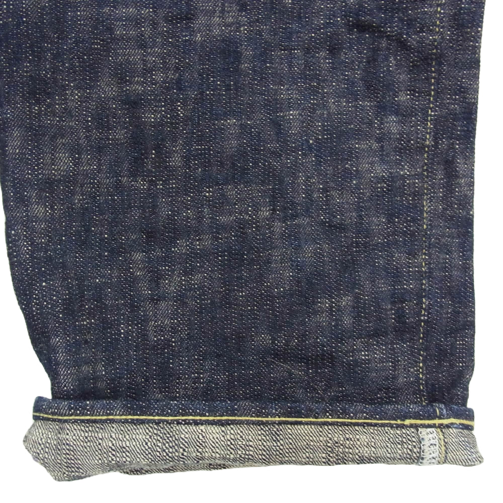 ONI DENIM 鬼デニム ONI-595-Kasuri 17oz 鬼絣 デニム レトロ スタイル ルーズ ストレート パンツ インディゴブルー系 34【中古】