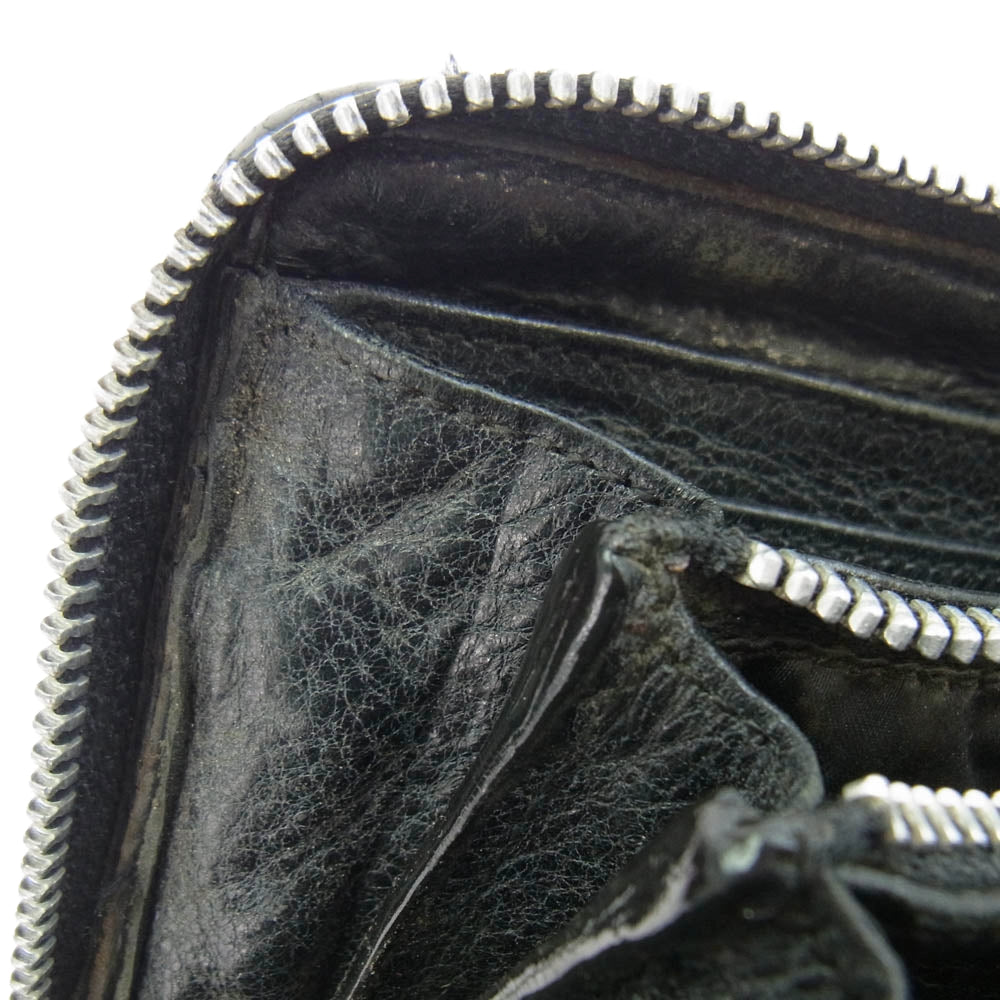CHROME HEARTS クロムハーツ(原本無) REC F ZIP/QUILTED キルティング スクロールラベル ダガージップ クロスパッチ レザー ウォレット 財布 サイフ ブラック系【中古】