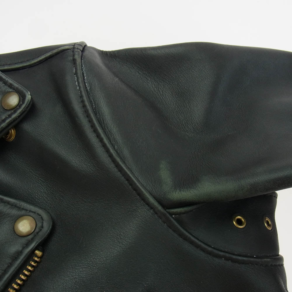スケアクロウ Yah-Ta-Hey ヤタヘイ MADE IN USA SPE CALIFORNIA LEATHER カルフォルニア レザー ダブル ライダース ジャケット ブラック系 38【中古】