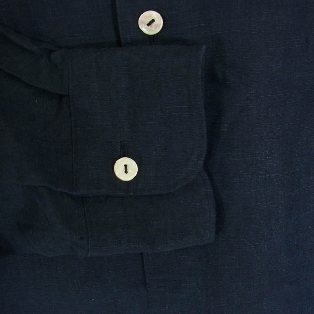 マーティーアンドサンズ 23SS MT3103-0605A LINEN PULL OVER SHIRTS リネン プルオーバー 長袖シャツ ネイビー系 2【中古】
