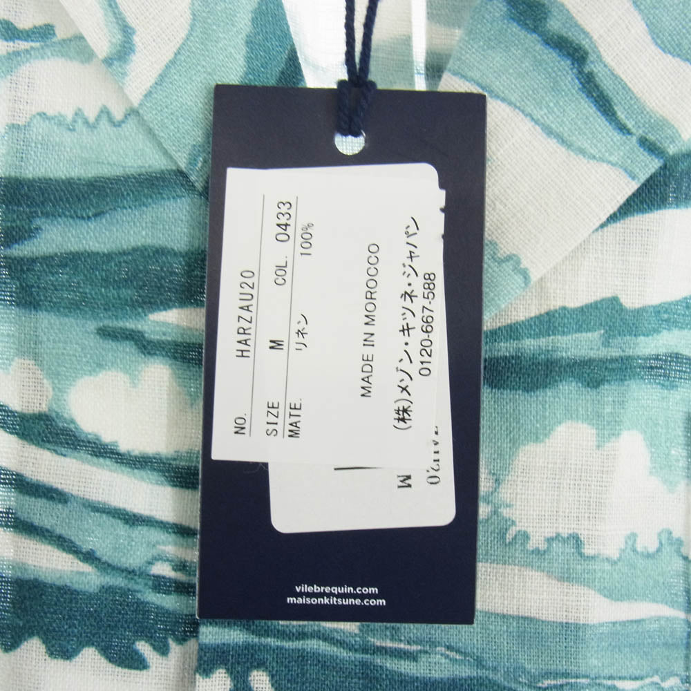 MAISON KITSUNE メゾンキツネ 24SS HARZAU20 VILEBREQUIN ウェーブストーリー 総柄 ハワイアン 半袖 シャツ ライトブルー系 M【新古品】【未使用】【中古】