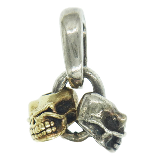 STARLIN GEAR スターリンギア 18K×SV Twinskull pendant ツイン スカル ペンダントトップ ゴールド系 シルバー系【中古】