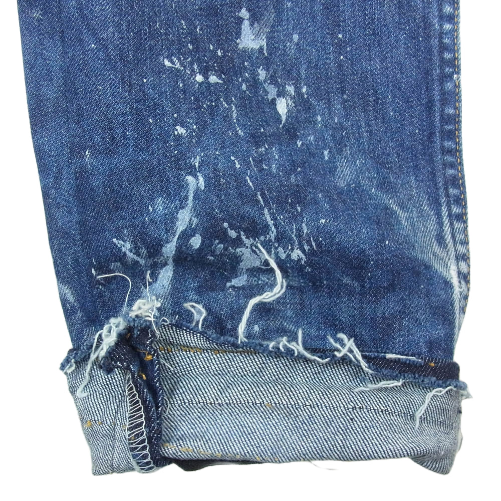 イノセンス ニューヨーク 23AW INDELE01 DESTROY LEATHER DENIM PANTS デストロイ レザー ダメージ デニム パンツ インディゴブルー系 32【中古】