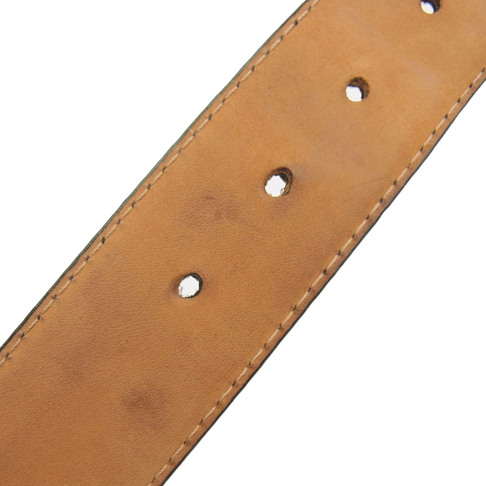 LOEWE ロエベ 200607 アナグラム ロゴ レザー ベルト ブラック系 34-85【中古】