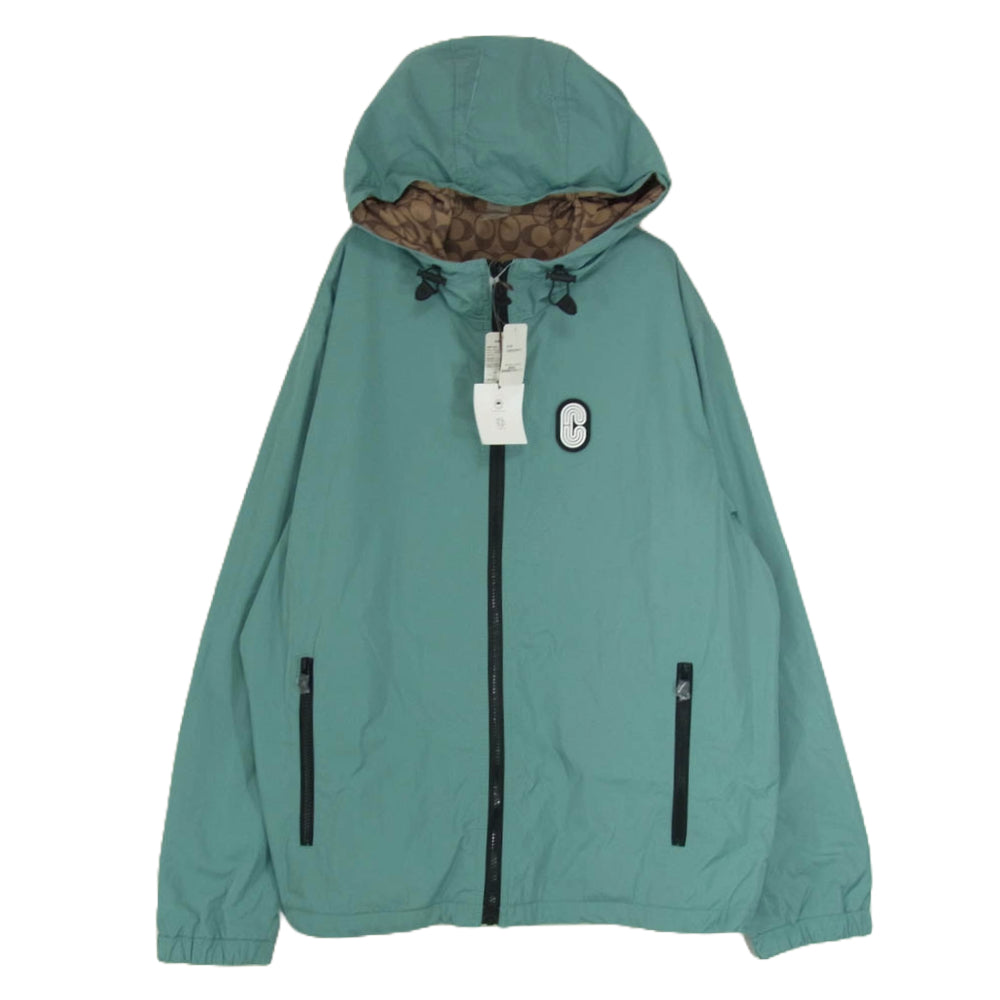 COACH コーチ CF797 リバーシブル フル ジップ ウインドブレーカー ジャケット グリーン系 XL【極上美品】【中古】 COACH コーチ CF797 リバーシブル フル ジップ ウインドブレーカー