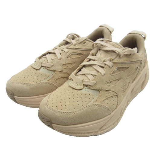 HOKA ONE ONE ホカ オネオネ F20022J U CLIFTON L SUEDE クリフトン スエード ローカットスニーカー ベージュ系 24cm【美品】【中古】
