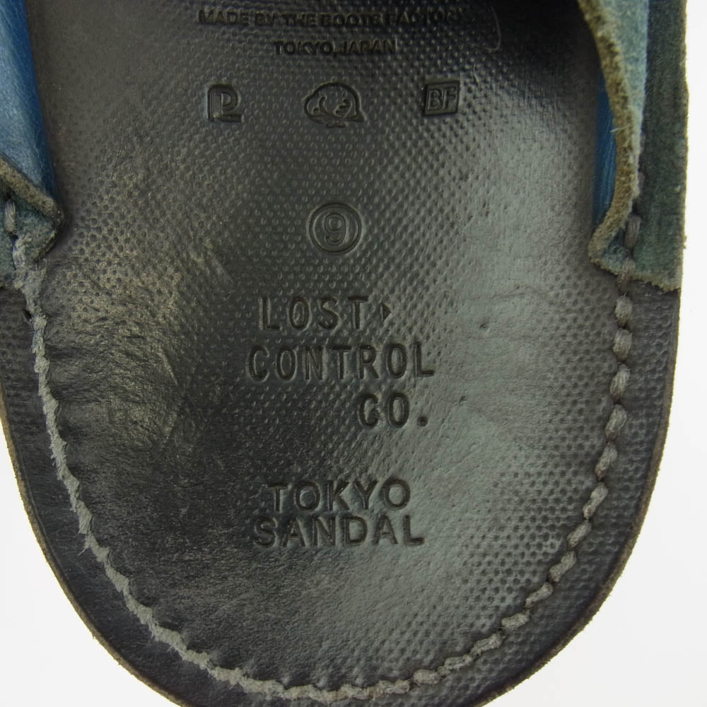 LOST CONTROL ロストコントロール LEATHER SANDAL メダリオン スエード サンダル グリーン系 9【中古】