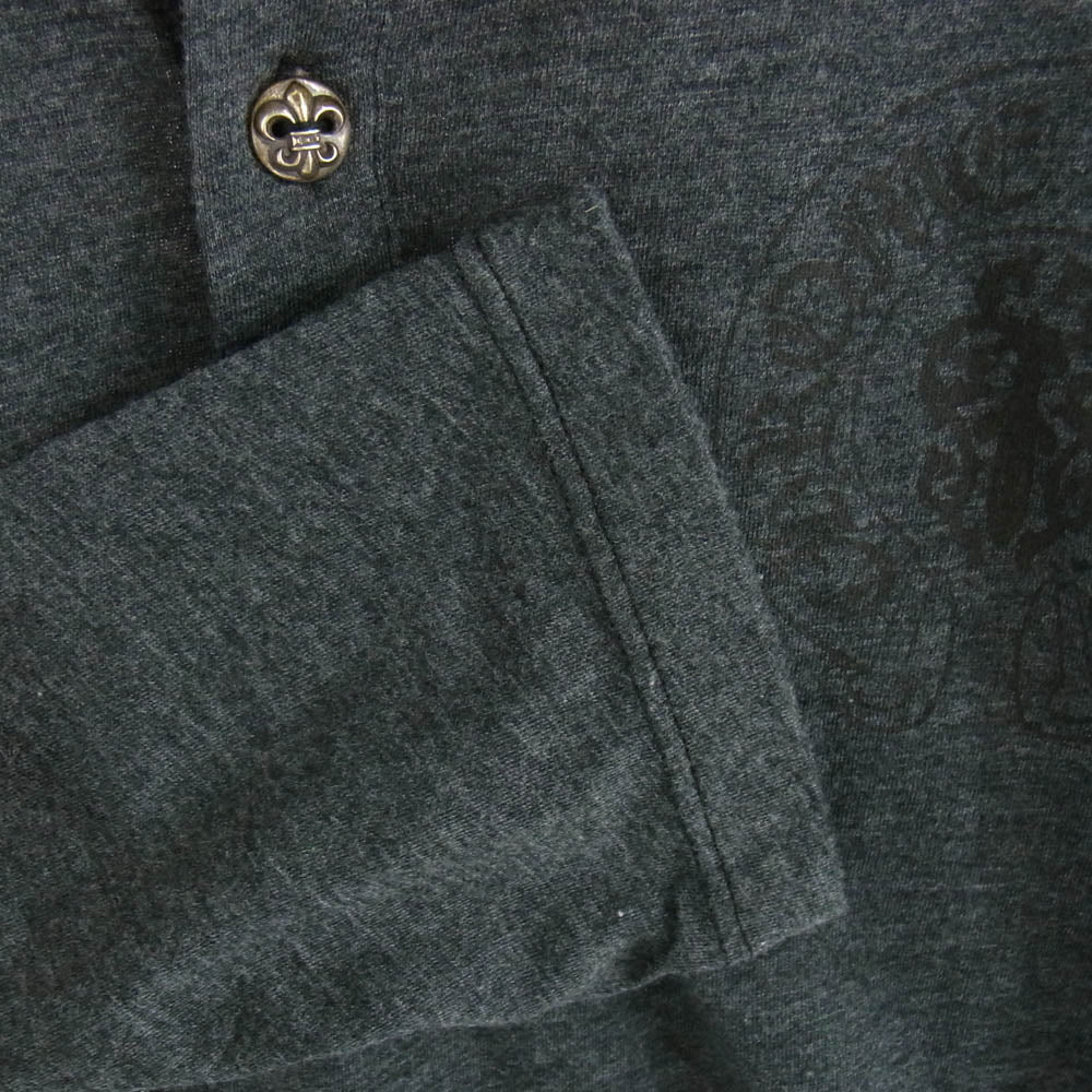CHROME HEARTS クロムハーツ(原本無) BS FLARE BUTTON HENLY LS BSフレアボタン ホースシューダガー ヘンリーネック カットソー 長袖 Tシャツ グレー ダークグレー系 M【中古】