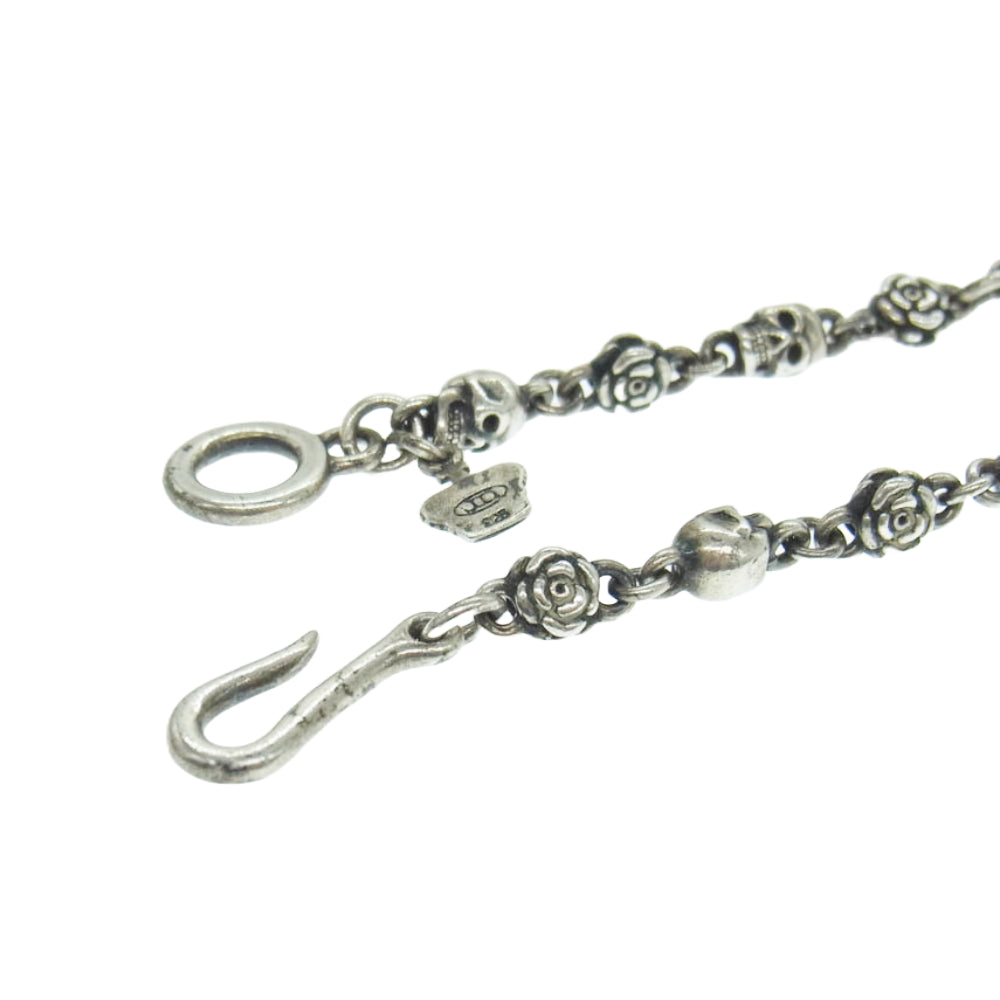 Justin Davis ジャスティンデイビス SNJ212 ROSE DIVINE 50cm スカル ローズ チェーン ネックレス シルバー系【中古】