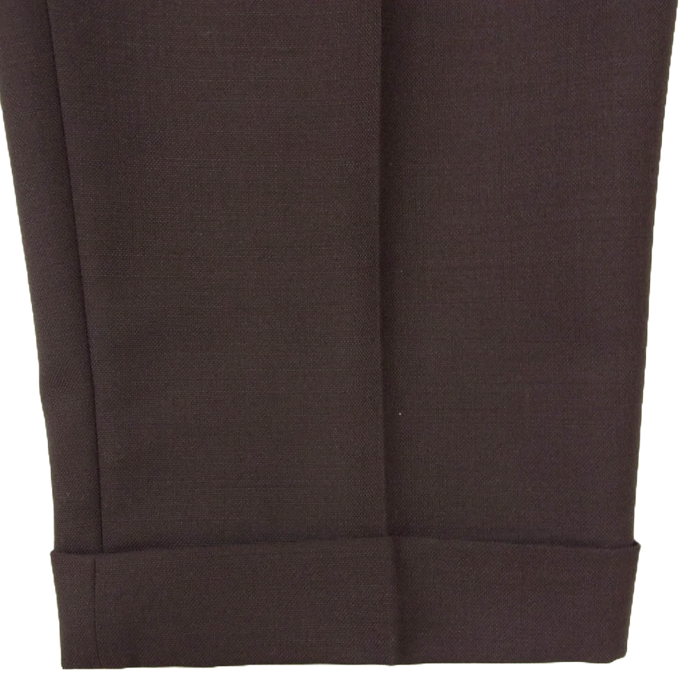 WACKO MARIA ワコマリア × DORMEUIL ドーメル モヘア混 ウール 1タック スラックスパンツ ブラウン系 L【中古】