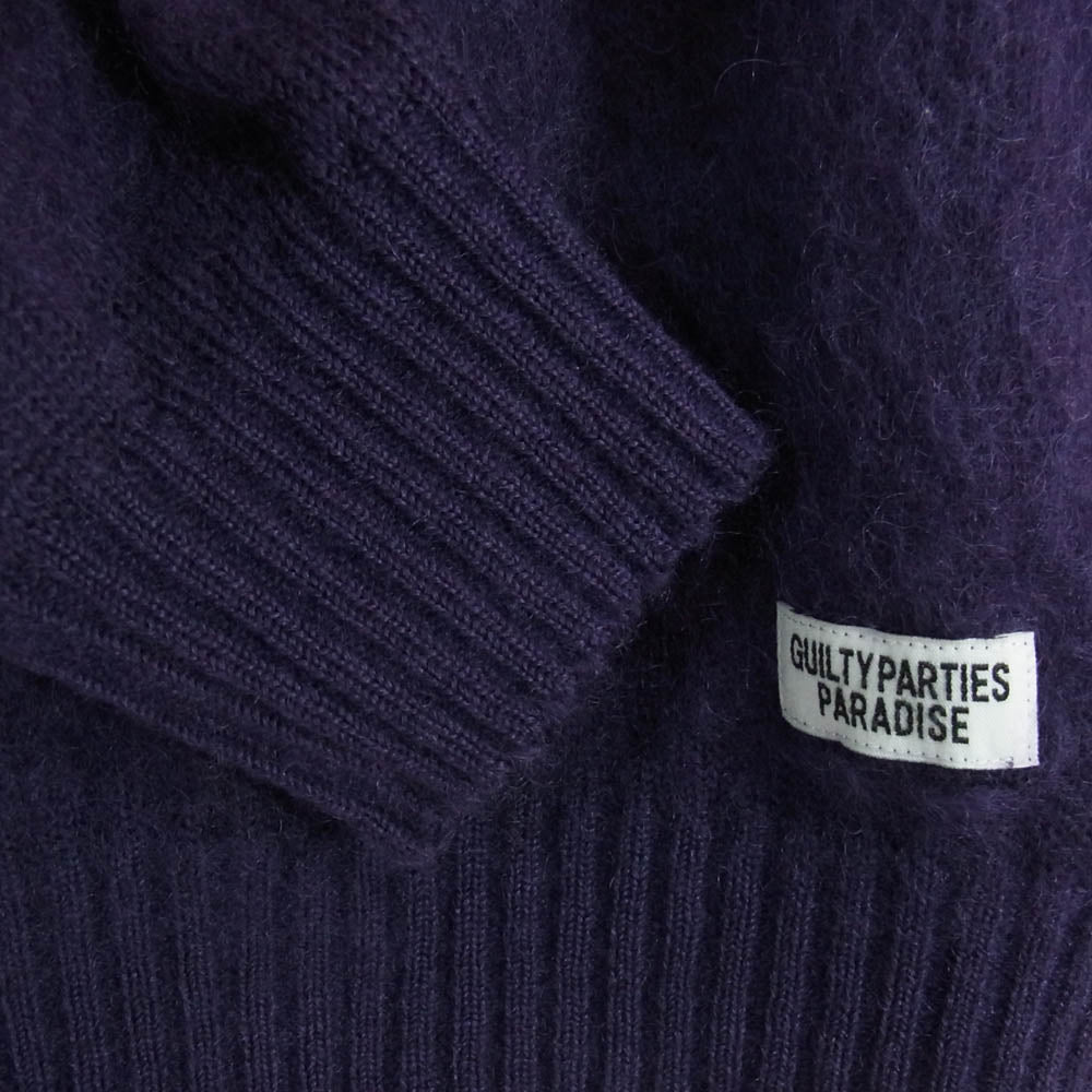 WACKO MARIA ワコマリア MOHAIR KNIT SWEATER モヘア混 クルーネック ニットセーター パープル系 L【中古】
