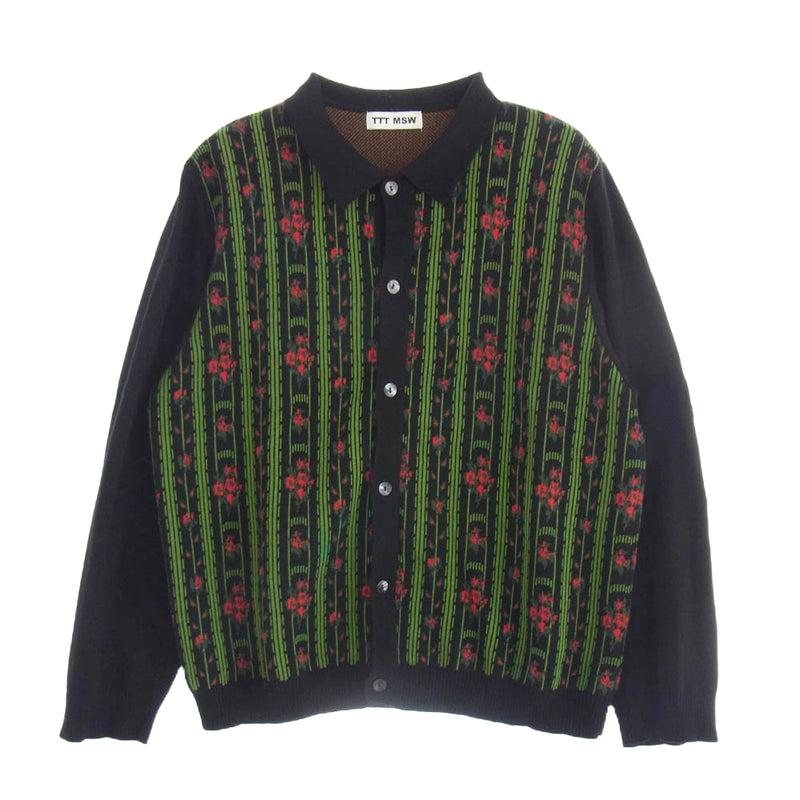 TTT MSW フラワージャガードニットカーディガン グリーン Lサイズ