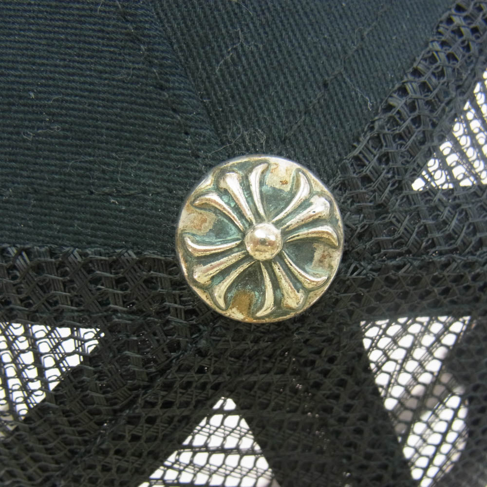 CHROME HEARTS クロムハーツ(原本無) TRUCKER CAP セメタリークロス 刺繍 クロスボール付 メッシュ トラッカーキャップ ブラック系【中古】
