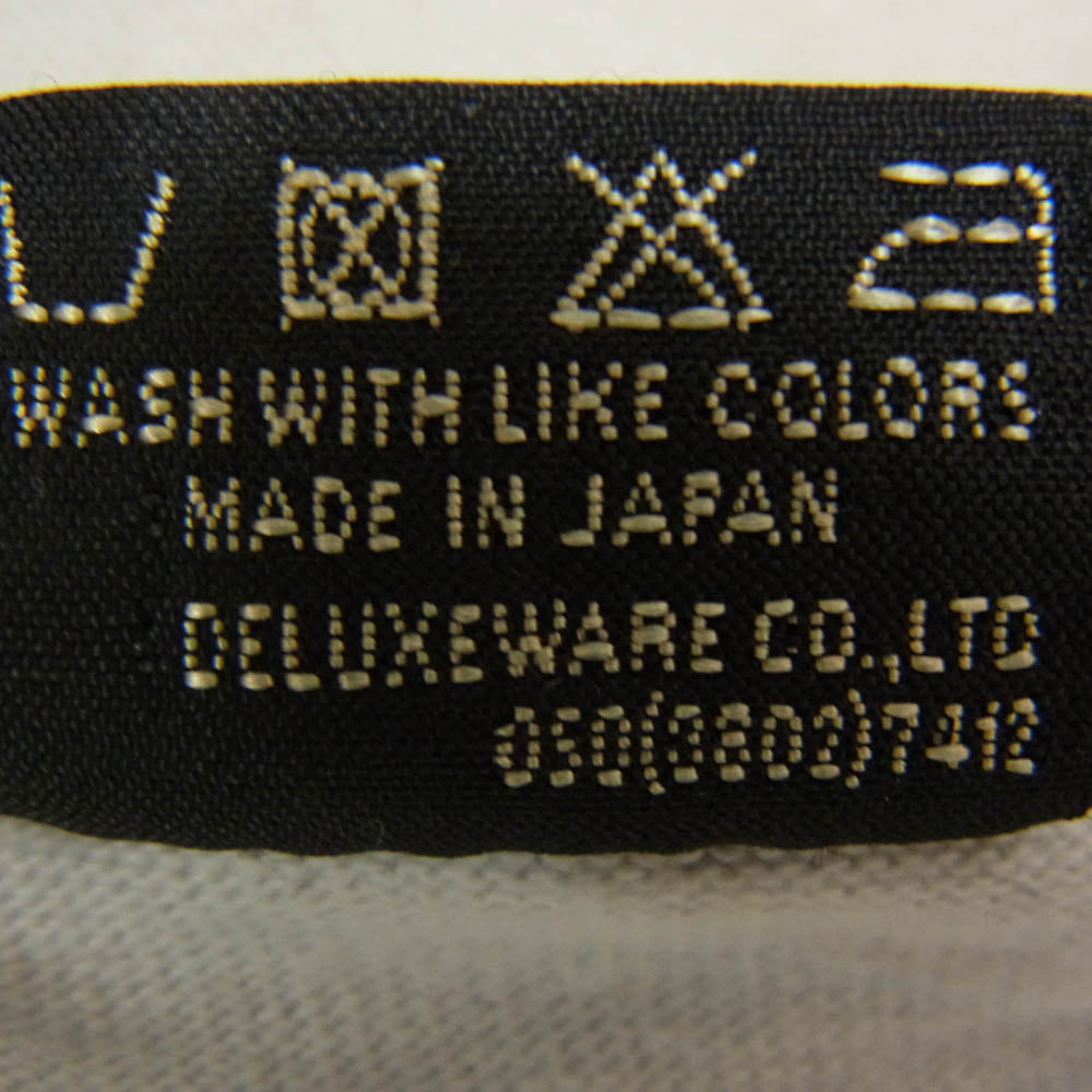 デラックスウエア BRGX-23E 12.5oz 吊天竺 プリント リンガー Tシャツ アッシュブルー ブルー系 M【中古】