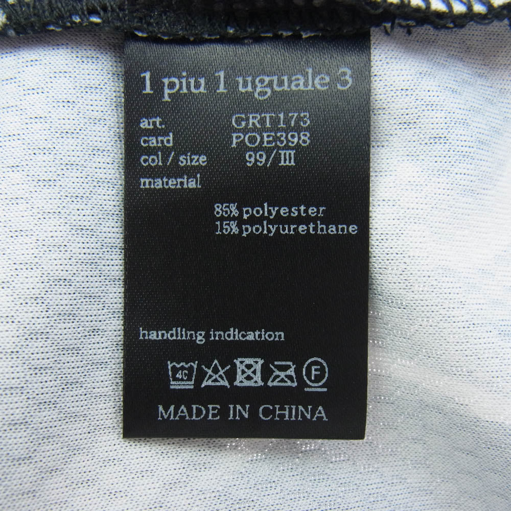1piu1uguale3 ウノピュウノウグァーレトレ GRT173 POE398 GORF ゴルフ S/S MOCK NECK ALL LOGO MIX モックネック オールロゴ 総柄ロゴ ミックス カットソー Tシャツ ダークグレー系 3【中古】