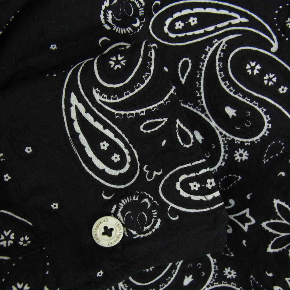 1piu1uguale3 ウノピュウノウグァーレトレ MRS152 COT349 HOLIDAY SHIRT ペイズリー バンダナ オープンカラー 開襟 シャツ ブラック系 3【中古】