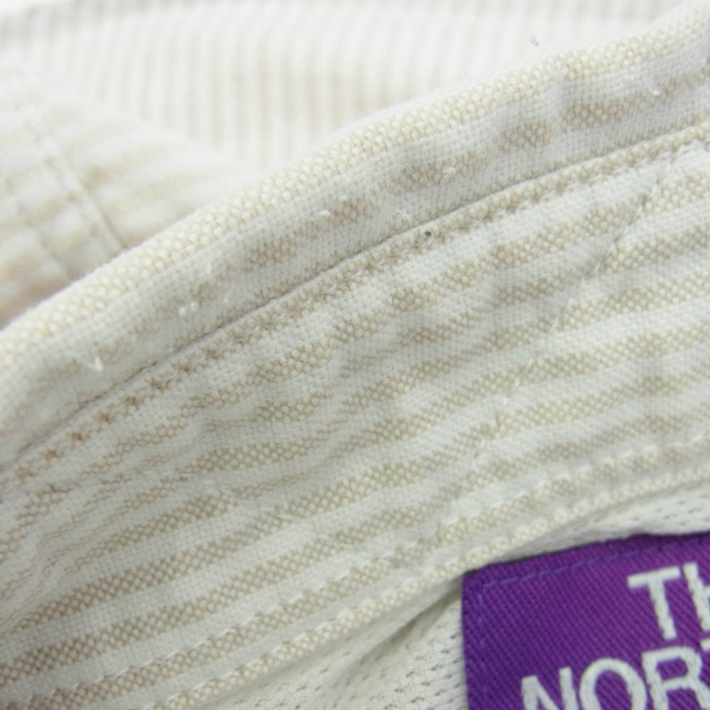 THE NORTH FACE ノースフェイス NT3002N PURPLELABEL パープルレーベル 胸ロゴ 刺? ストライプ 長袖 シャツ ホワイト ライトブラウン ライトブラウン系 S【中古】