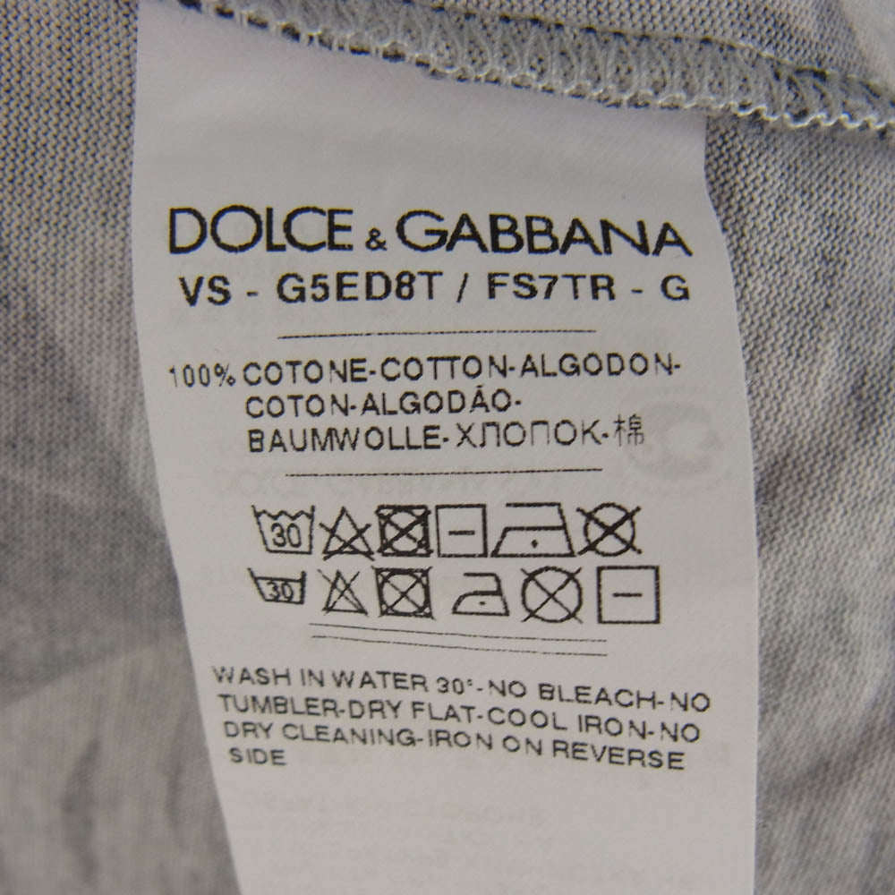 DOLCE&GABBANA ドルチェアンドガッバーナ イタリア製 リーフ柄 天竺半袖シャツ ブラック系 40【中古】