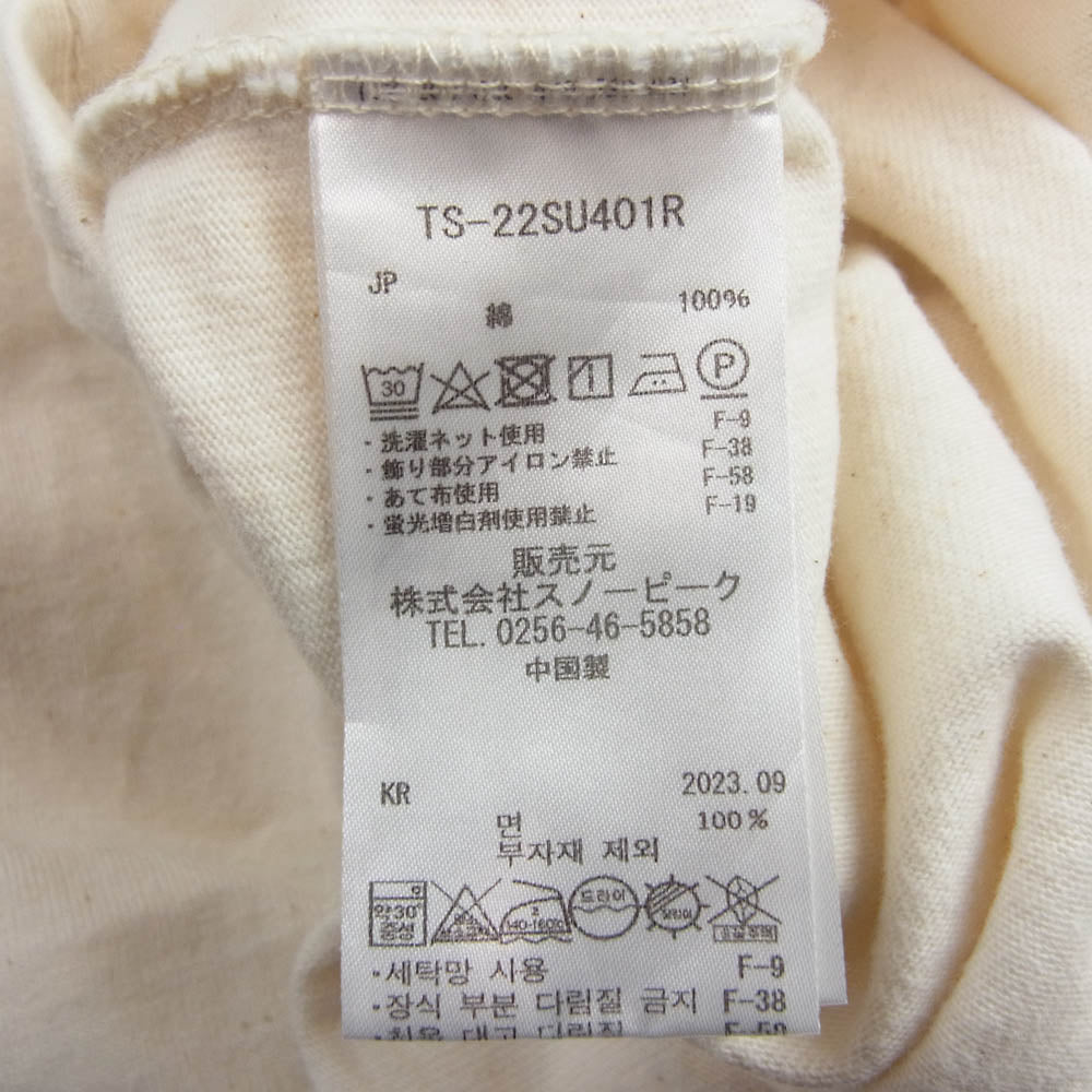 snowpeak スノーピーク TS-22SU401R Recycled Cotton Heavy T-Shirt リサイクルコットン ヘビーオンス 半袖 Tシャツ オフホワイト系 L【中古】