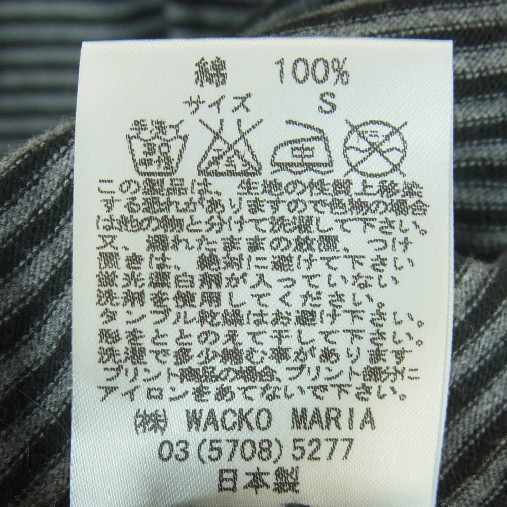 WACKO MARIA ワコマリア バニーガール刺繍 ボーダー 七分袖 ポロシャツ コットン 日本製 グレー系 ブラック系 S【中古】