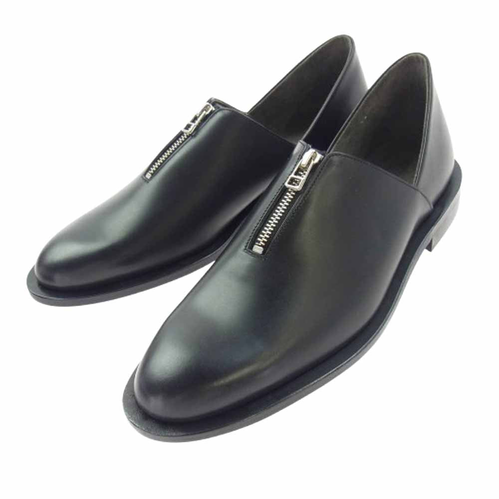 イシュム ZIP SHOES レザ― ジップ スリッポン シューズ ブラック系 42 