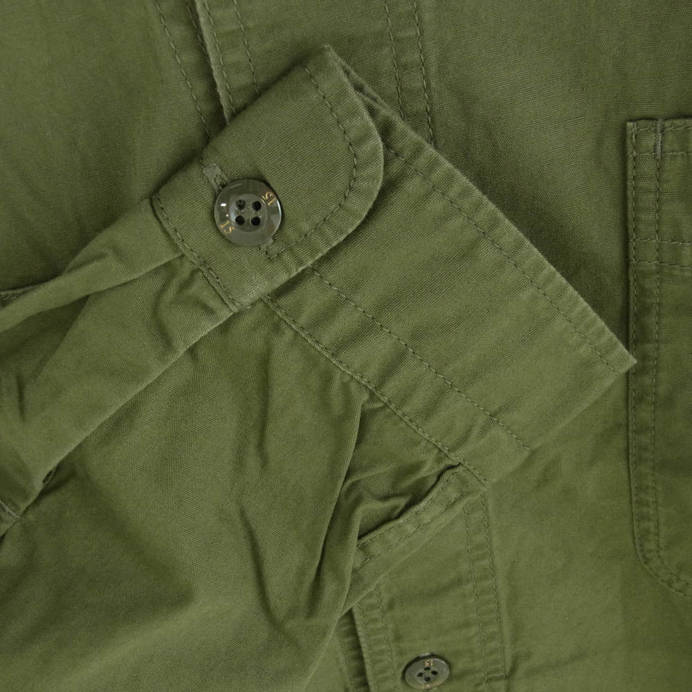 NEIGHBORHOOD ネイバーフッド 22SS 221YTNH-SHM01 NC C-SHIRT L/S ロゴ ロングスリーブ ノーカラー シャツ ジャケット カーキ系 L【美品】【中古】