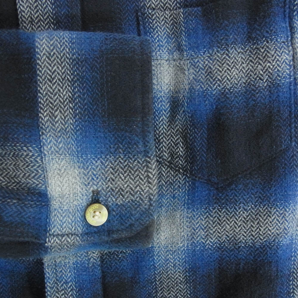 glamb グラム オンブレチェック コットン ロングスリーブ 長袖 シャツ ブルー系 3【中古】