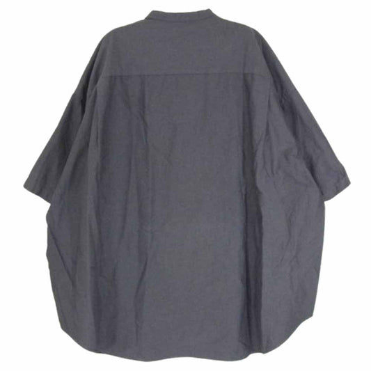GRAPHPAPER グラフペーパー GM231-50232B Oxford Oversizd S/S Band Collar Shirt オックスフォード オーバーサイズド バンドカラー 半袖シャツ グレー系 F【中古】
