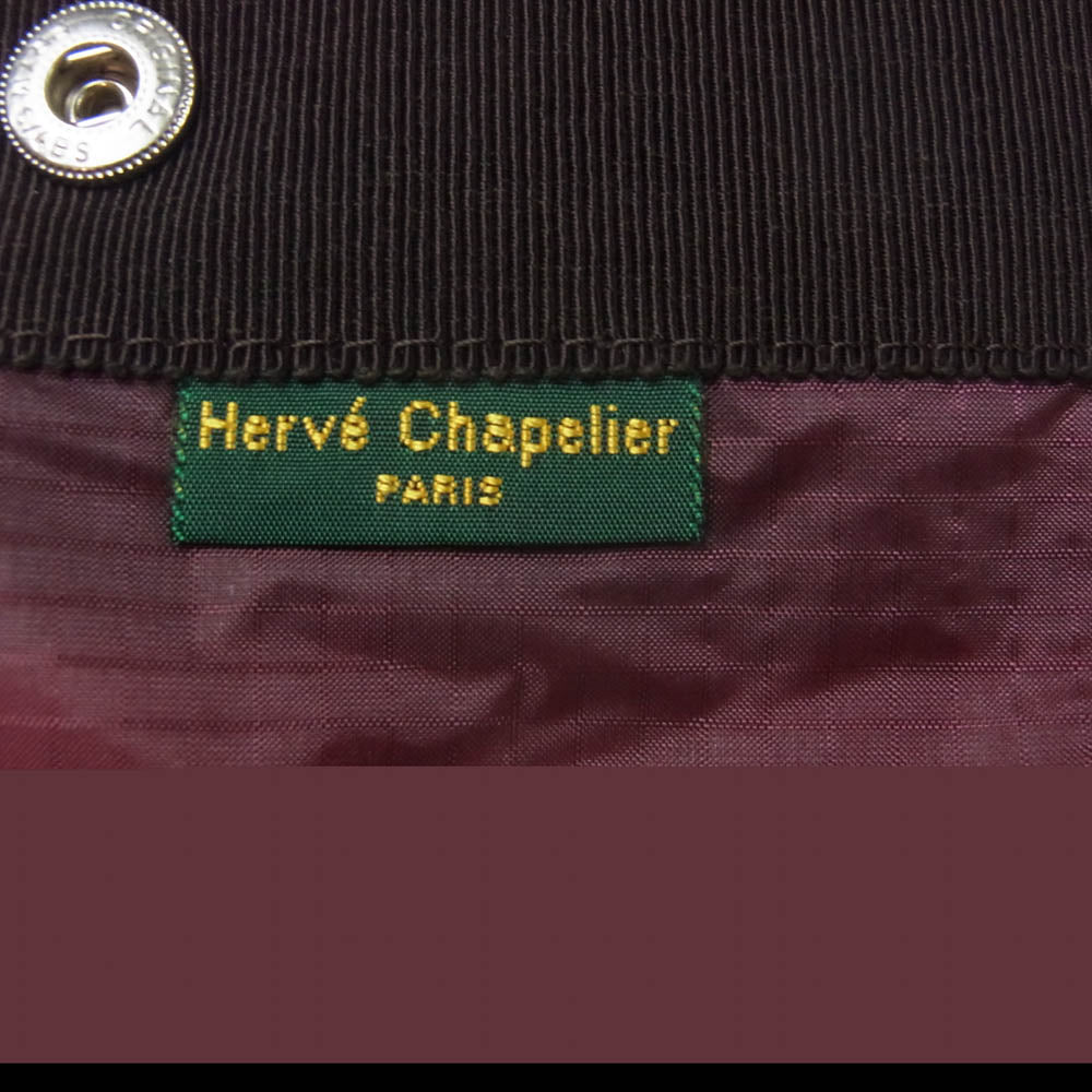 Herve Chapelier エルベ・シャプリエ パラシュート クロスポーチ M ボルドー ワインレッド系【極上美品】【中古】