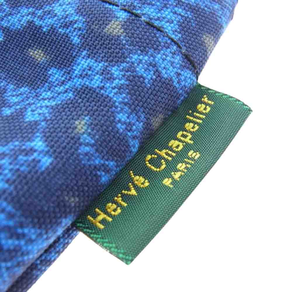 Herve Chapelier エルベ・シャプリエ 927F ナイロン 舟型 ポーチ M ヒョウ柄 ブルー系【新古品】【未使用】【中古】