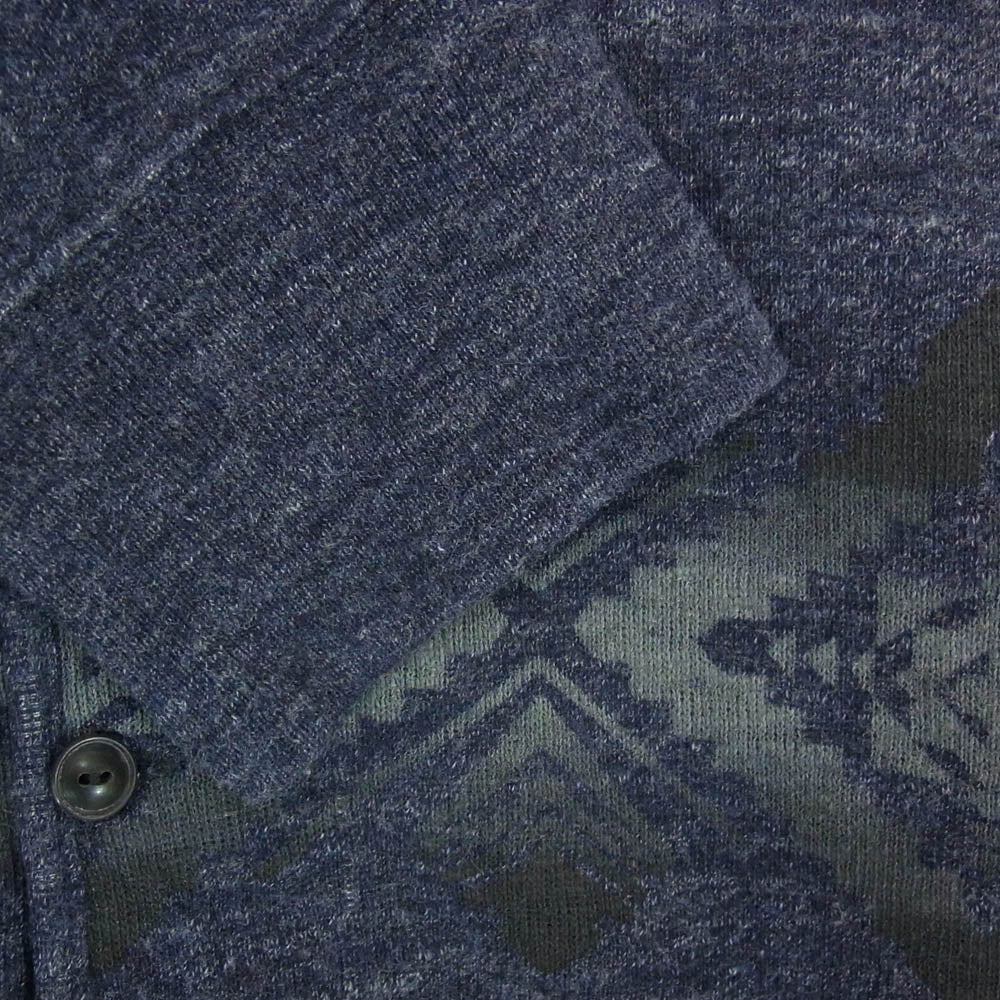 RRL ダブルアールエル インディゴ ネイティブプリント ヘンリーネック 長袖 Tシャツ カットソー ネイビー系 S【中古】