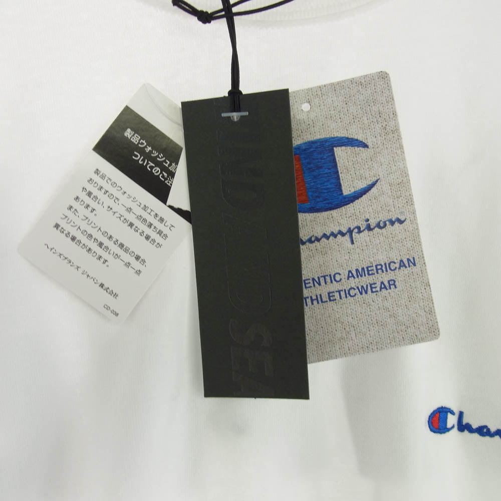 WIND AND SEA ウィンダンシー WDS-C-CMP-24-Q4-03 x Champion チャンピオン 胸ロゴ 半袖 Tシャツ ホワイト系 L【新古品】【未使用】【中古】