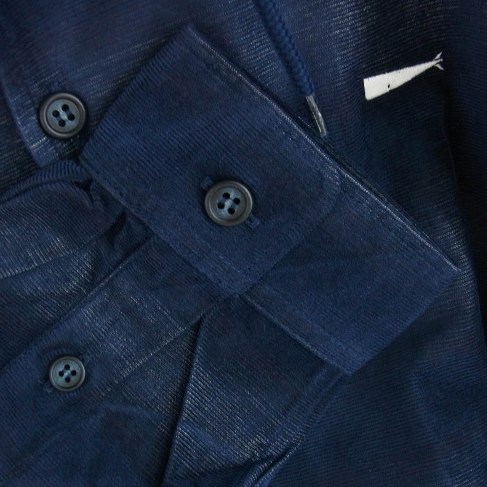 DESCENDANT ディセンダント 232WVDS-SHM04 MULE HOODED STRIPE LS SHIRT フード付き シャツ ブルー系 3【新古品】【未使用】【中古】