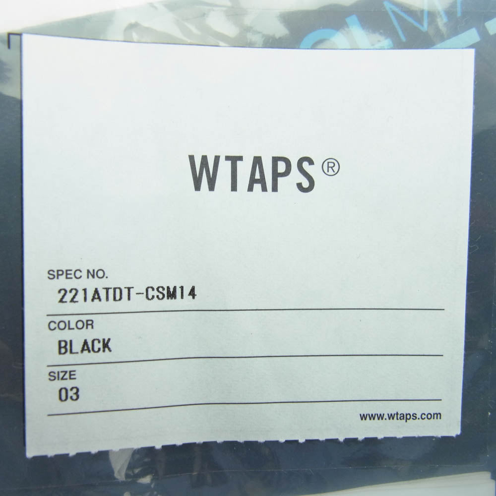 WTAPS ダブルタップス 22SS 221ATDT-CSM14 LLW/SS/COPO.COOLMAX LONG LIVE WTAPS ショートスリーブ クールマックス 半袖 Tシャツ カットソー ブラック系 3【新古品】【未使用】【中古】