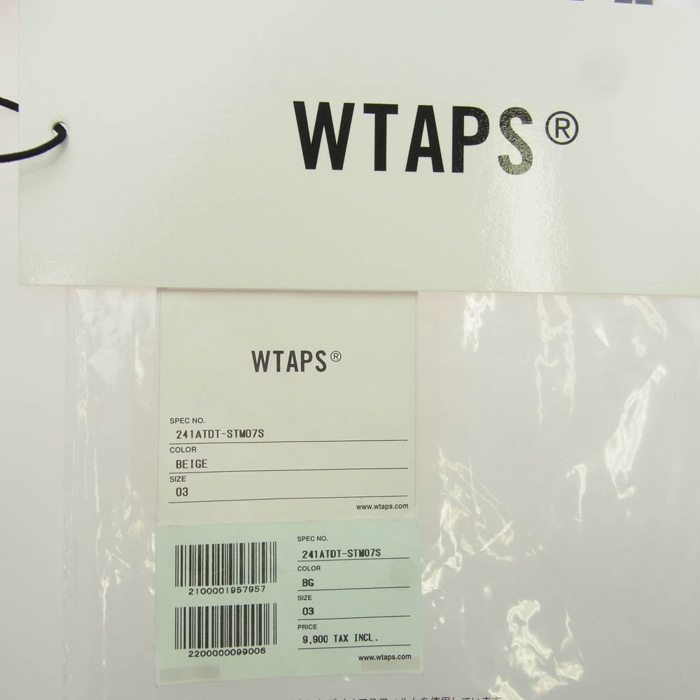 WTAPS ダブルタップス 24SS 241ATDT-STM07S BIRTH / SS / COTTON バース サークルロゴ クルーネック 半袖 Tシャツ カットソー ベージュ系 3【新古品】【未使用】【中古】