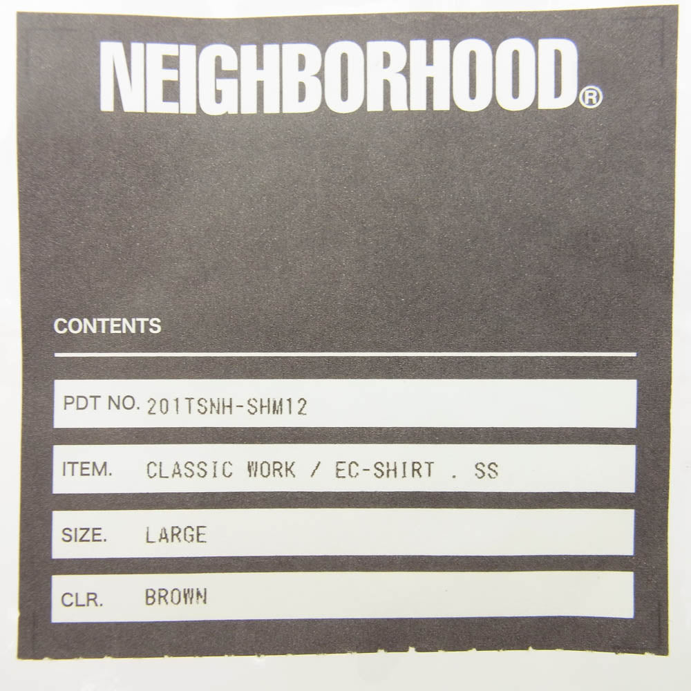 NEIGHBORHOOD ネイバーフッド 20SS 201TSNH-SHM12 CLASSIC WORK EC-SHIRT クラシック ワーク 半袖 シャツ ブラウン系 L【美品】【中古】